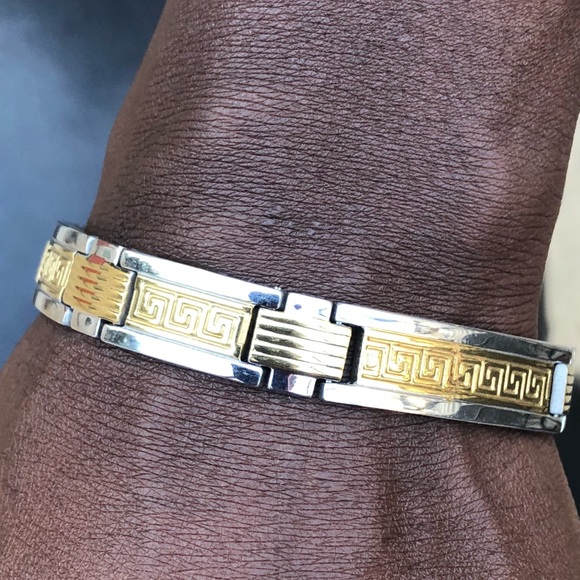 NW Yellow Gold over Stainless Steel bracelet, 8” L - Picture 2 of 7